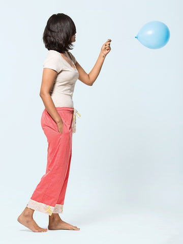 White on Pink Pyjama Pants