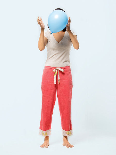 White on Pink Pyjama Pants